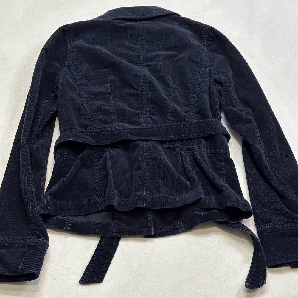 Loft Brushed Corduroy Navy Blue Belted Blazer Size 0P - Picture 5 of 5